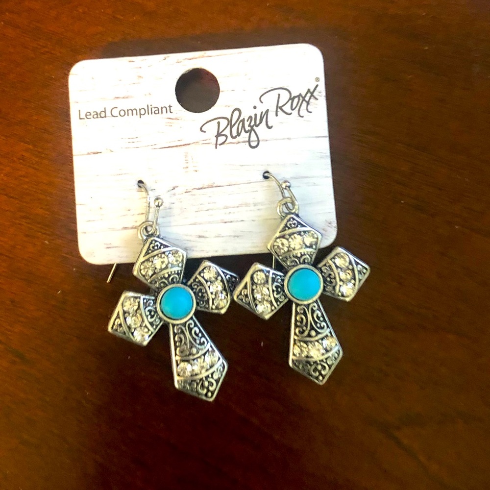 Turquoise Cross Earrings - NEW